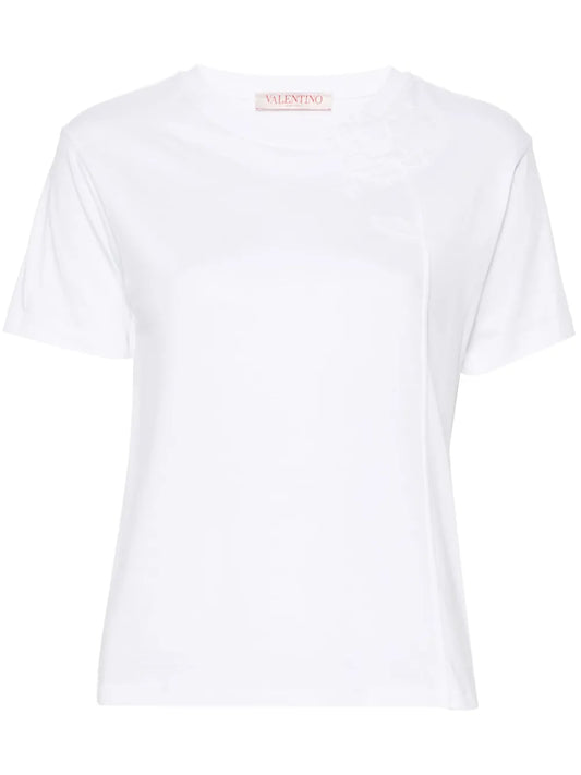 Floral-Appliqué Cotton T-Shirt