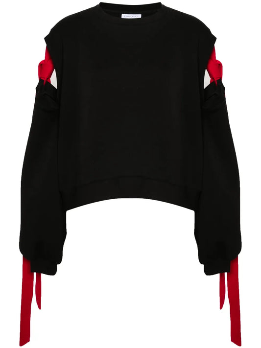 Stamp Cold-Shoulder Sweatshirt
