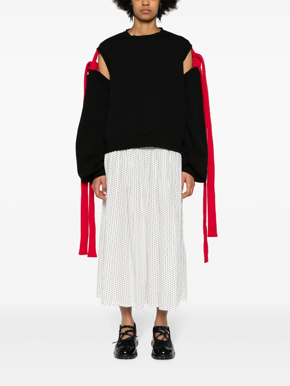 Stamp Cold-Shoulder Sweatshirt