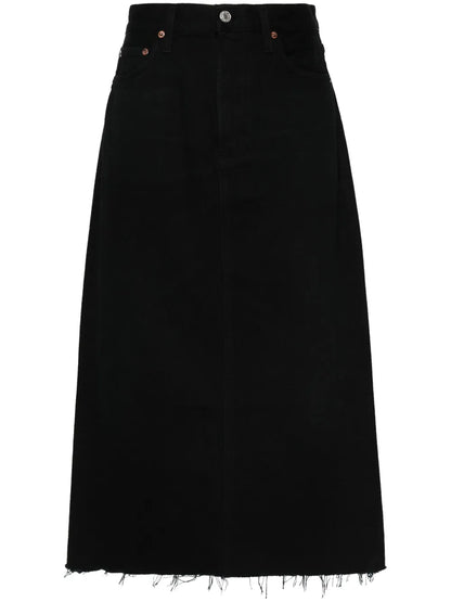 Frayed Midi Skirt