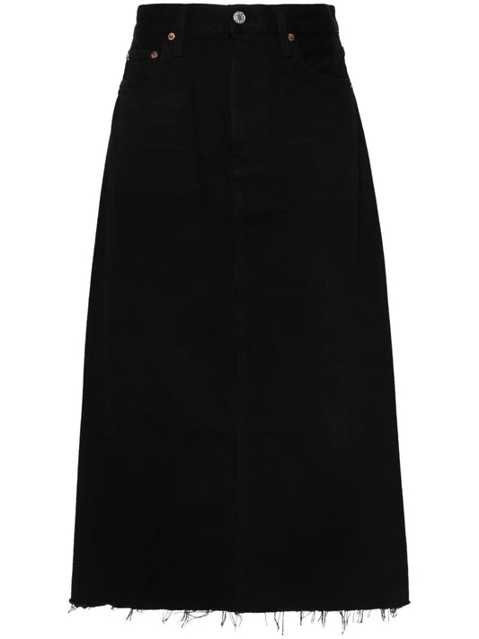 Frayed Midi Skirt