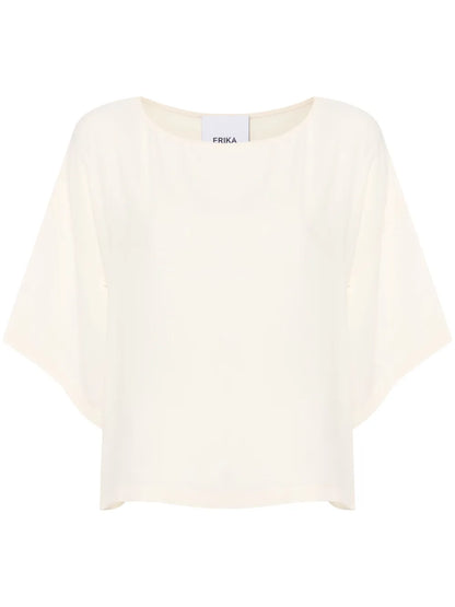 Boat-Neck Crepe Blouse