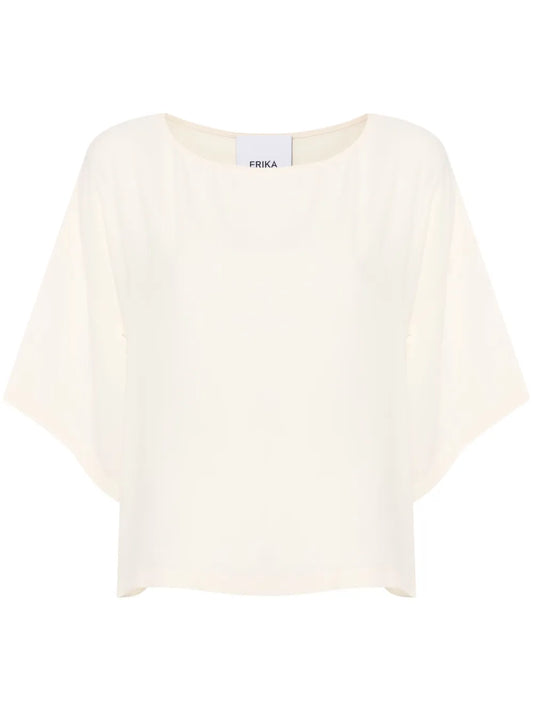 Boat-Neck Crepe Blouse
