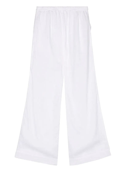 Floral-Embroidered Linen Trousers