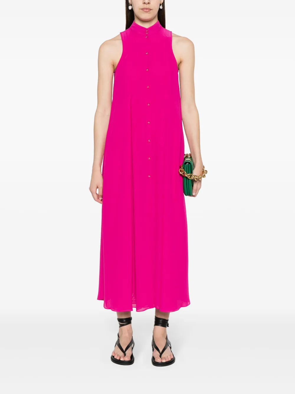 Textured Pleated Midi Dress