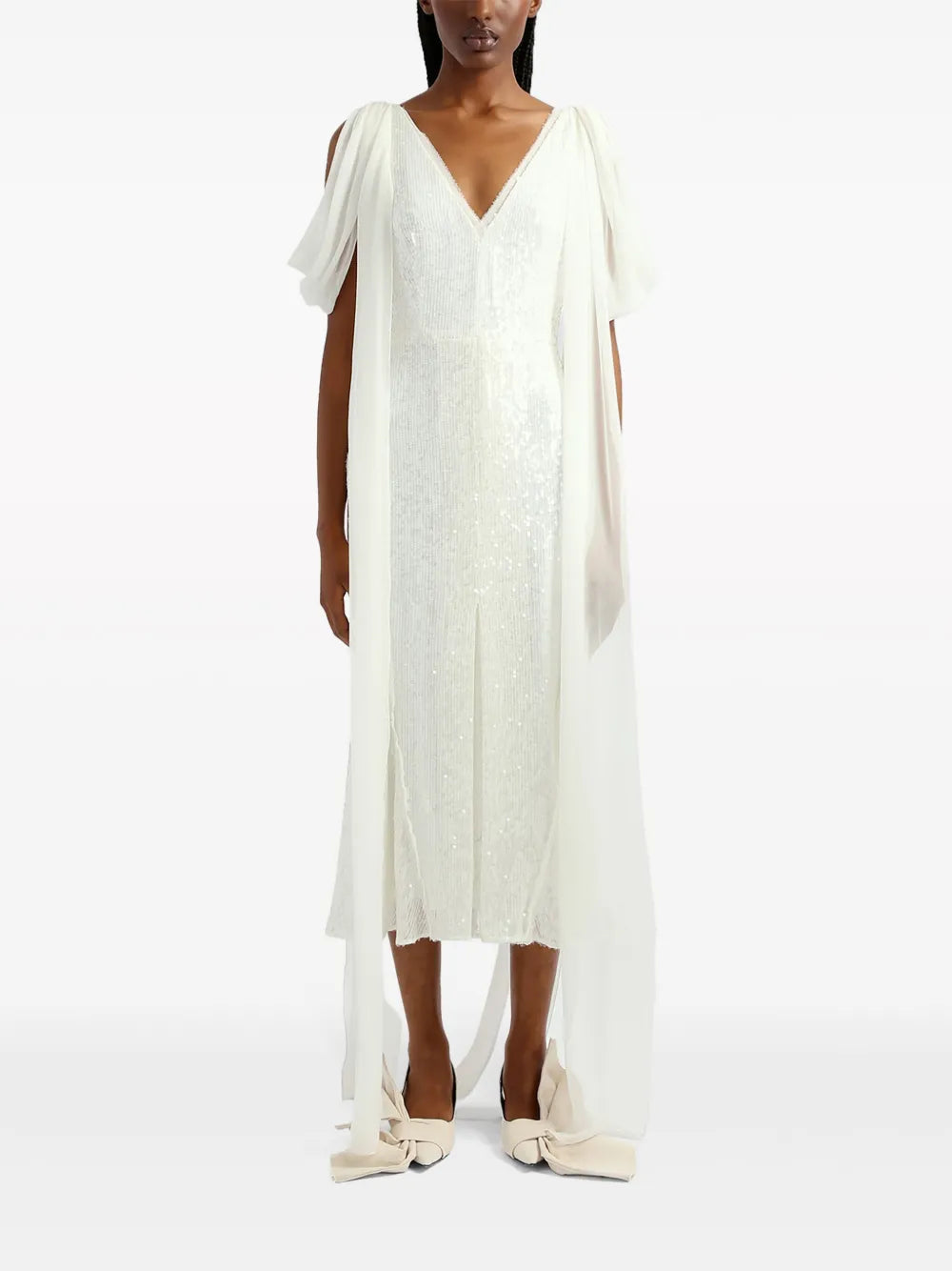 Draped-Detailing Sequined Dress