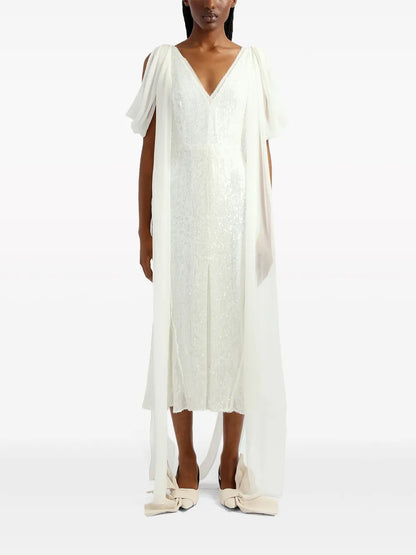 Draped-Detailing Sequined Dress