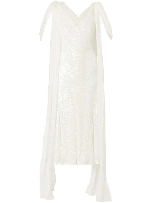 Draped-Detailing Sequined Dress