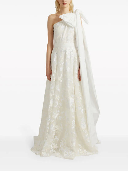 Hanne One-Shoulder Embroidered Gown