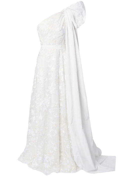 Hanne One-Shoulder Embroidered Gown