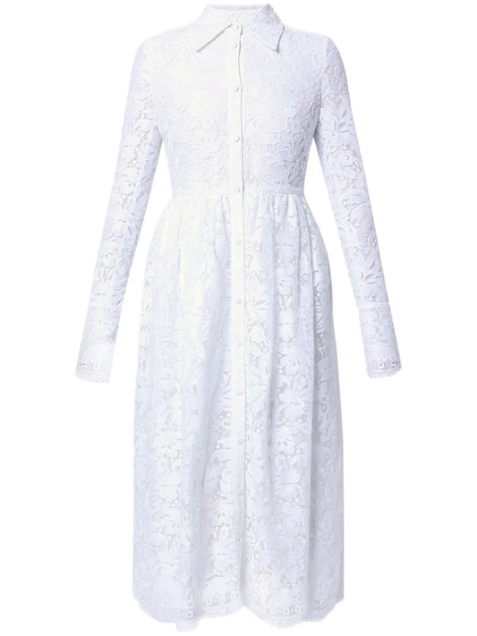 Corinne Belted Lace Shirt Dress