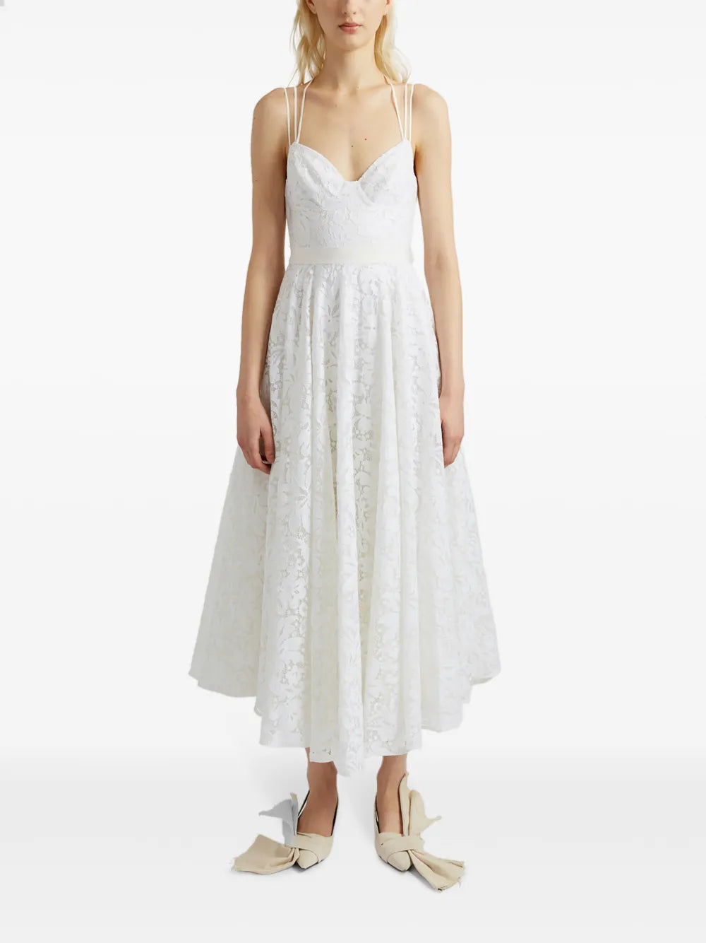 Rea Strap-Detail Lace Gown