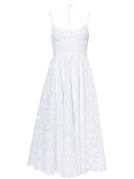 Rea Strap-Detail Lace Gown