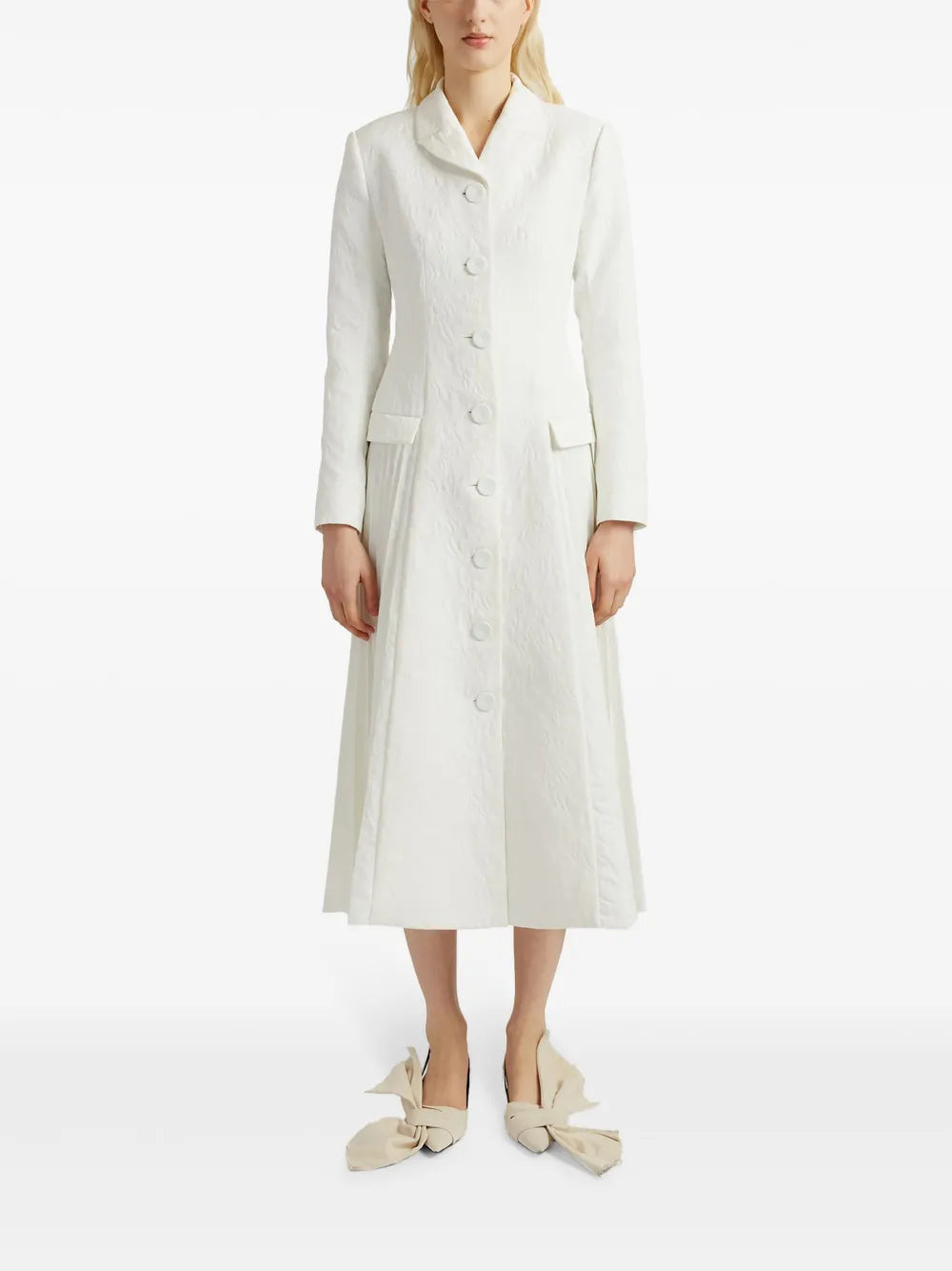 Calla Pleat-Detail Cloqué Coat