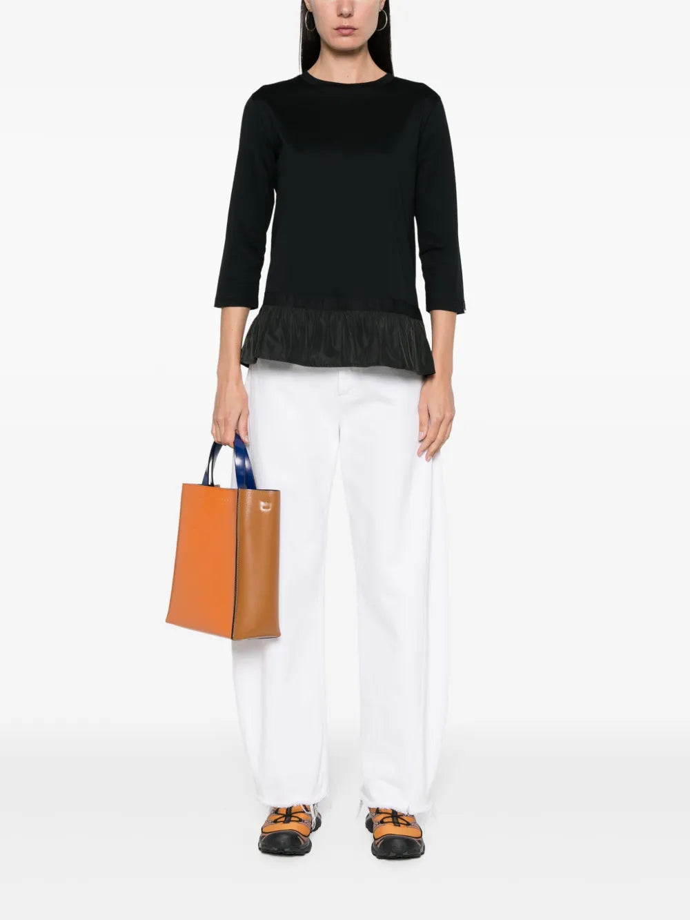 Peplum-Hem Cotton T-Shirt