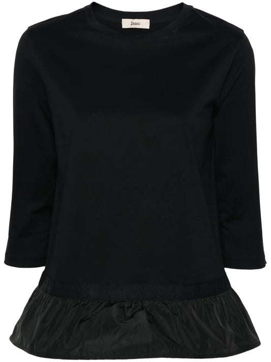 Peplum-Hem Cotton T-Shirt
