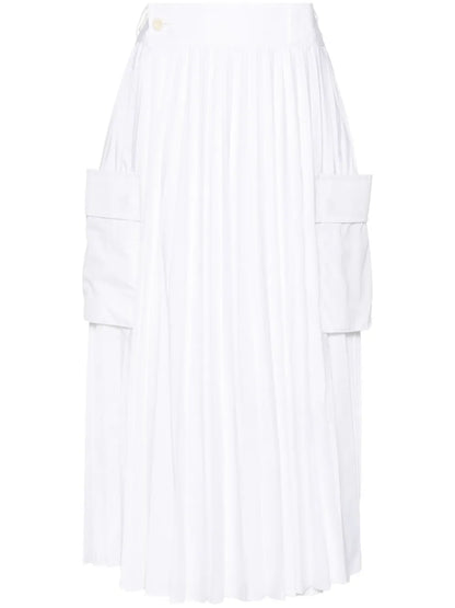 Pleated Cotton-Poplin Skirt