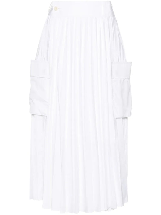 Pleated Cotton-Poplin Skirt