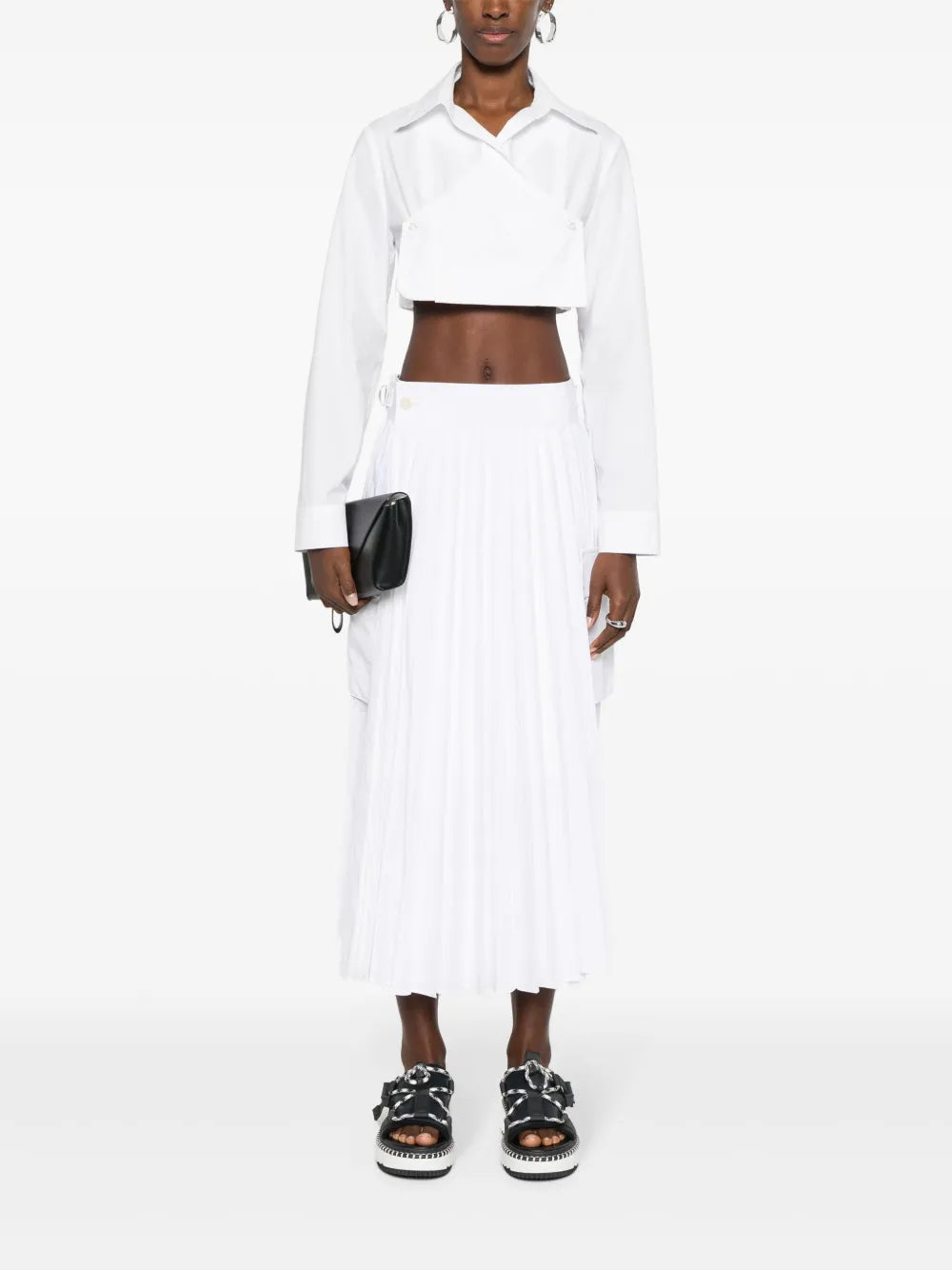 Pleated Cotton-Poplin Skirt