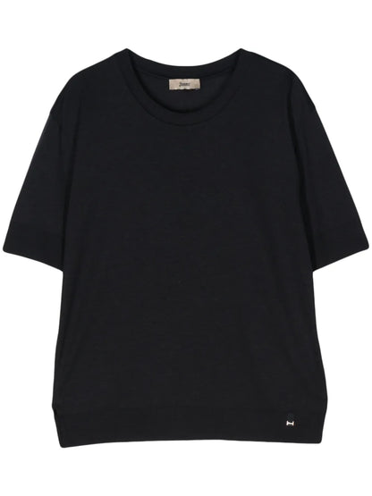 Fine-Knit Short-Sleeved Jumper