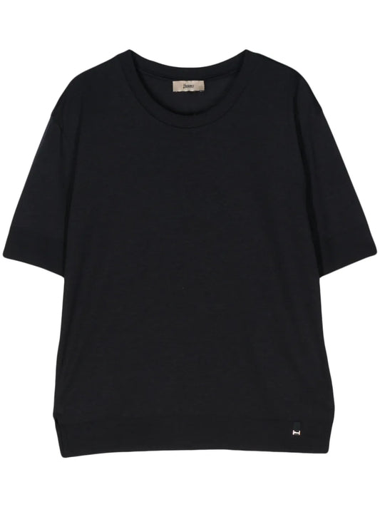 Fine-Knit Short-Sleeved Jumper