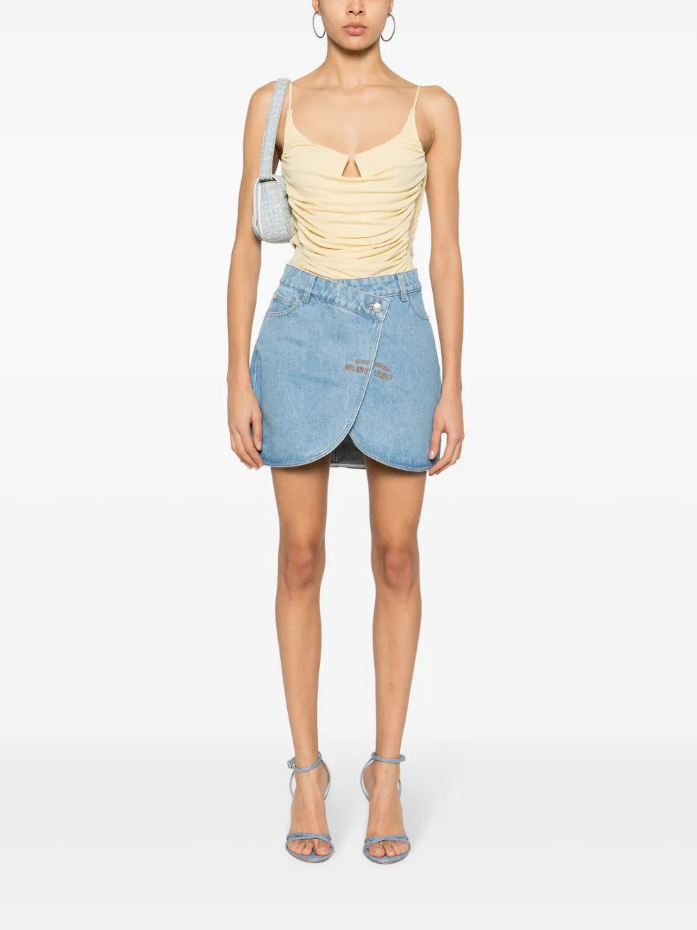 Logo-Embroidered Mini Denim Skirt