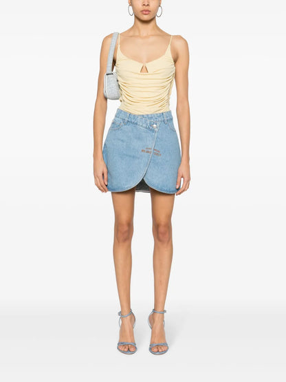 Logo-Embroidered Mini Denim Skirt