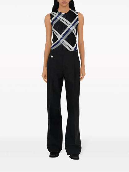 Checked Silk Knitted Vest