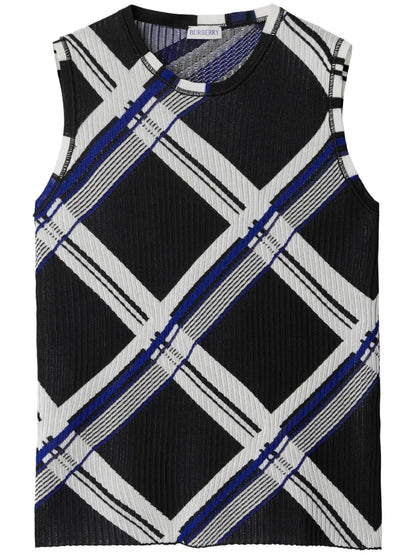 Checked Silk Knitted Vest