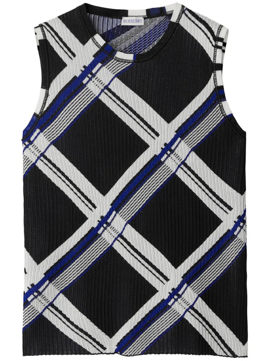 Checked Silk Knitted Vest