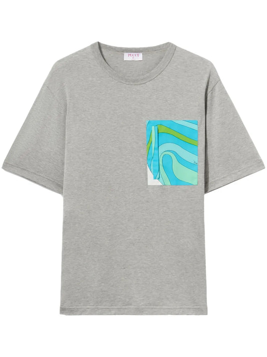 Contrasting-Pocket Cotton T-Shirt