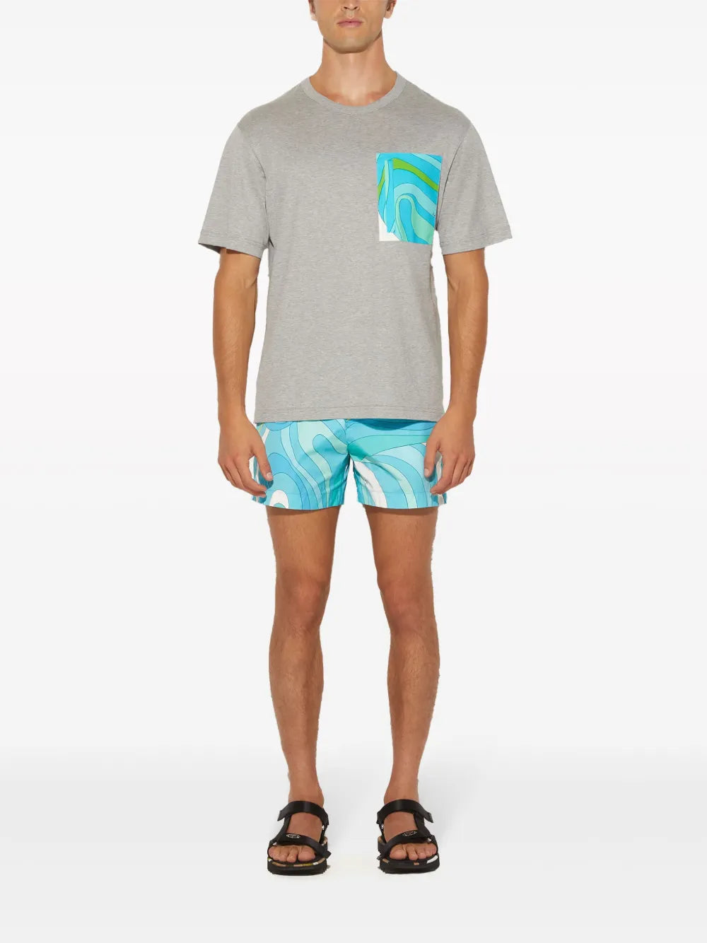 Contrasting-Pocket Cotton T-Shirt