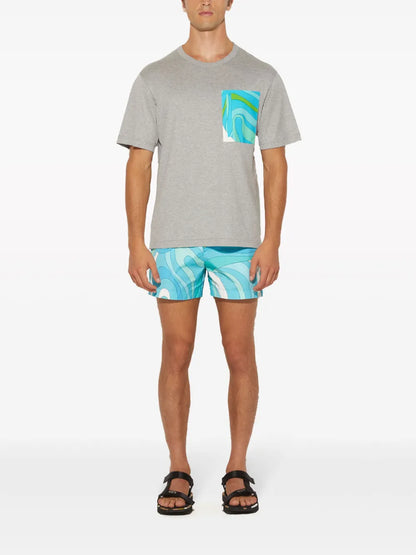 Contrasting-Pocket Cotton T-Shirt