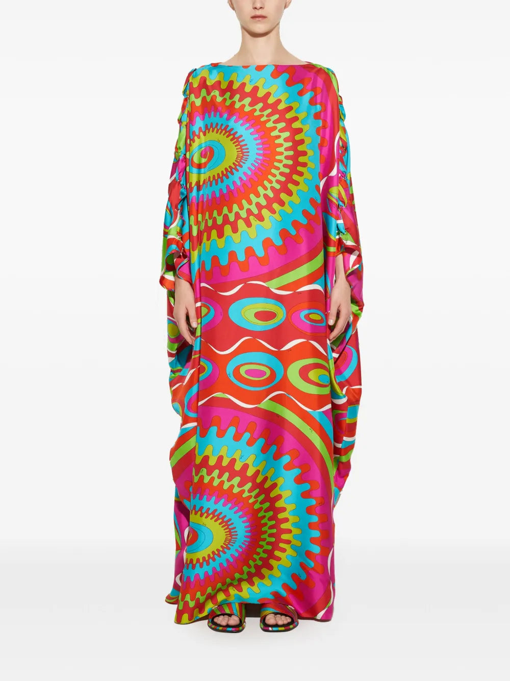 Bersaglio-Print Silk Kaftan Dress