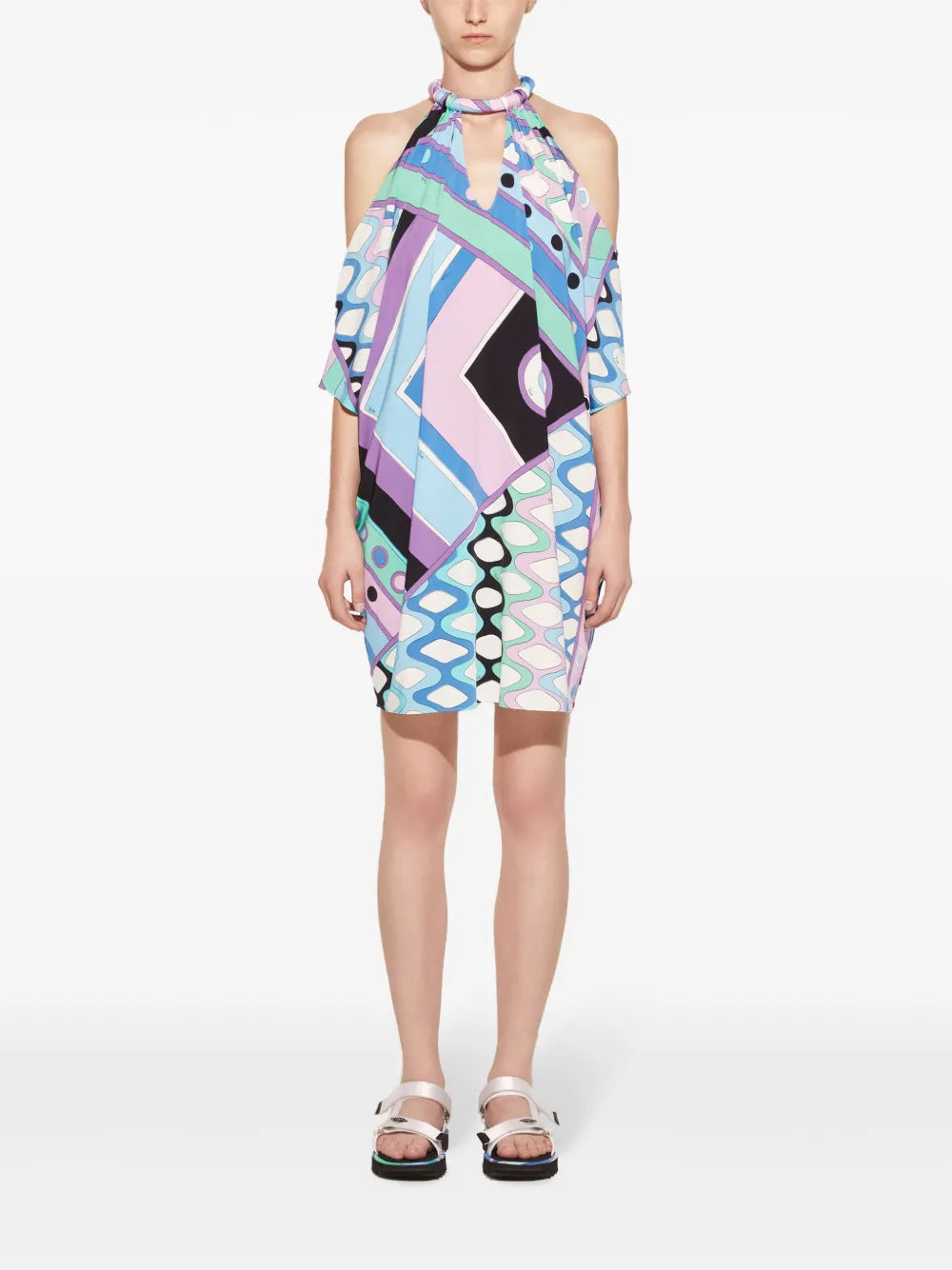 Vivara-Print Cold-Shoulder Dress
