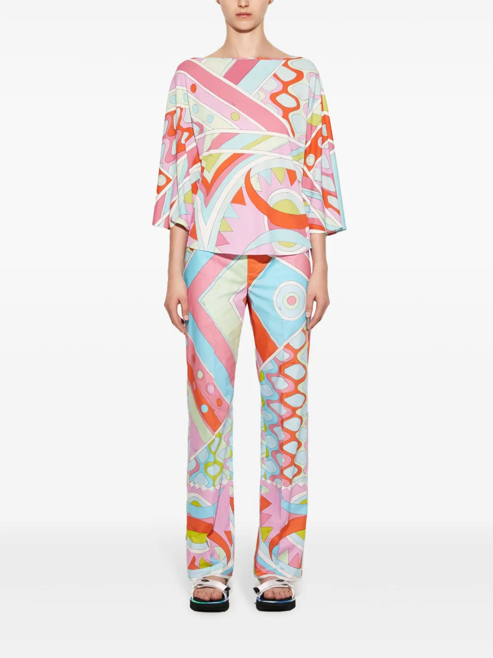 Vivara-Print Boat-Neck Blouse