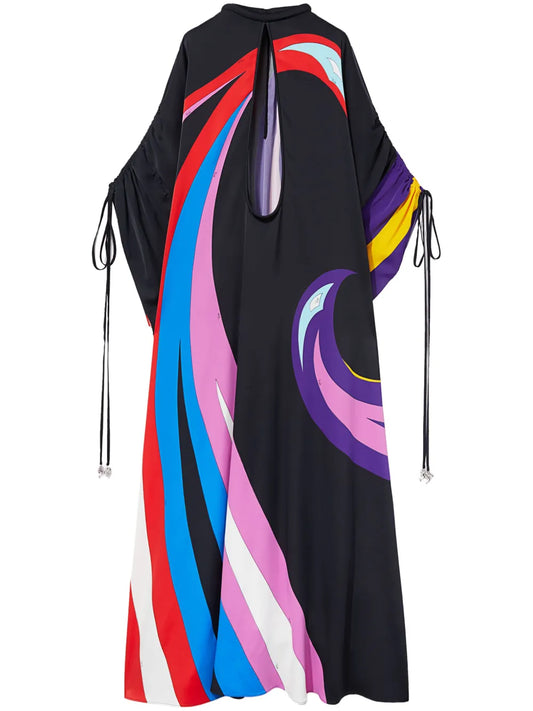Cigni-Print Cape Gown