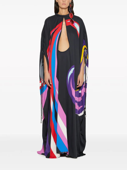 Cigni-Print Cape Gown