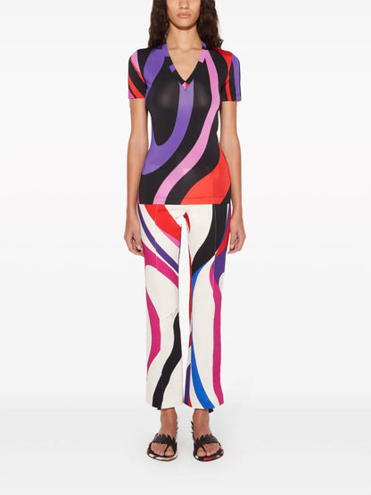 Marmo-Print Satin T-Shirt