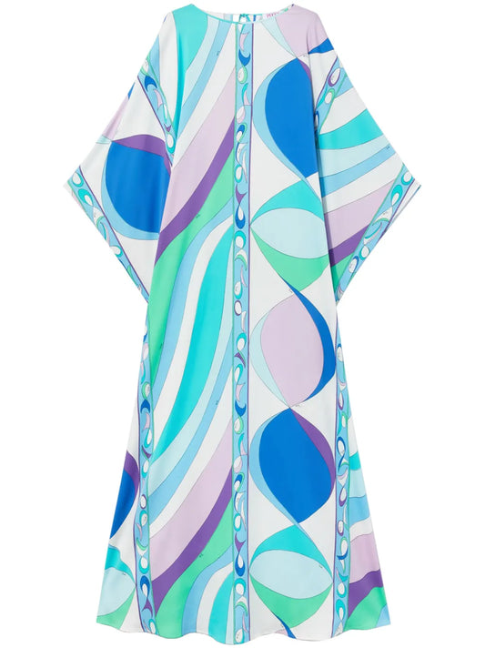 Pesci-Print Kaftan Maxi Dress