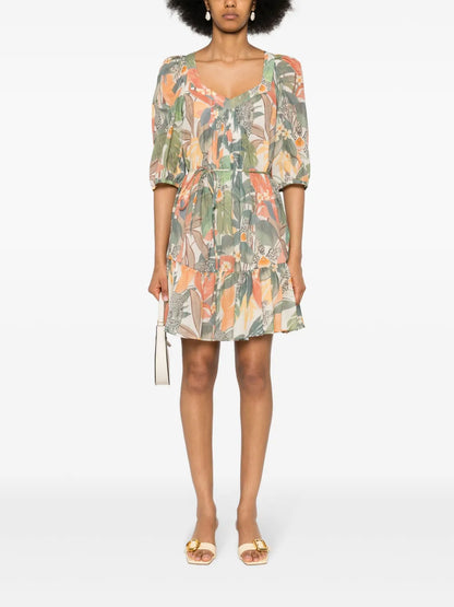 Papaya Jungle-Print Mini Dress