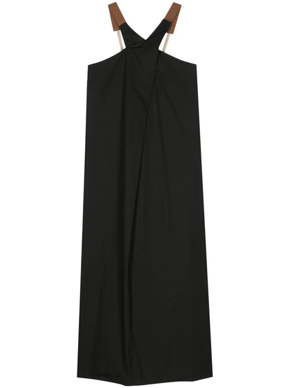 Crossover-Strap Poplin Midi Dress