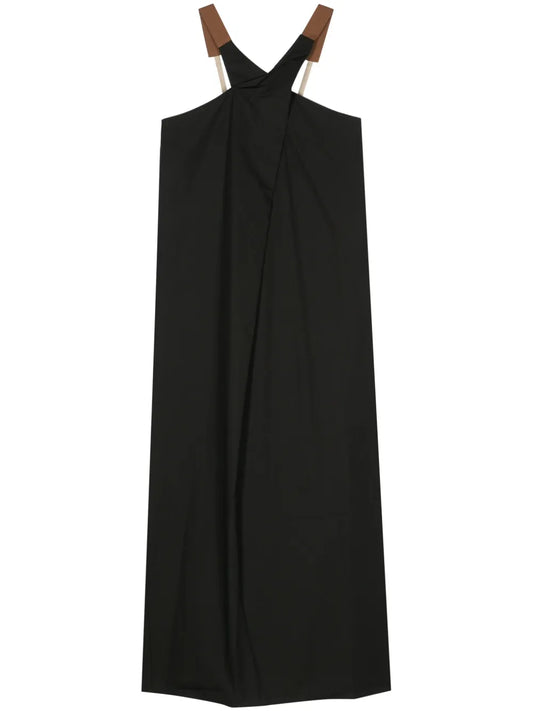 Crossover-Strap Poplin Midi Dress