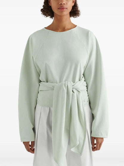 Drape Tie-Front Cotton Sweatshirt
