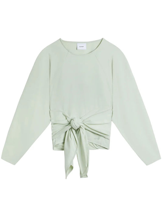 Drape Tie-Front Cotton Sweatshirt