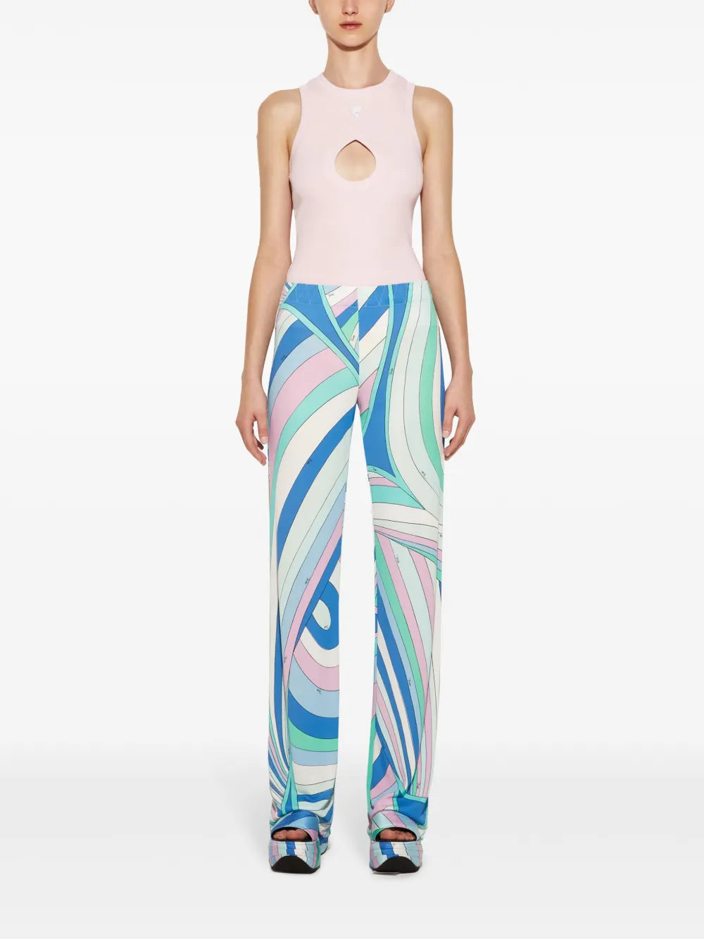 Iride-Print Flared Trousers