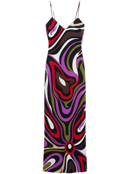 Marmo-Print Silk Maxi Dress