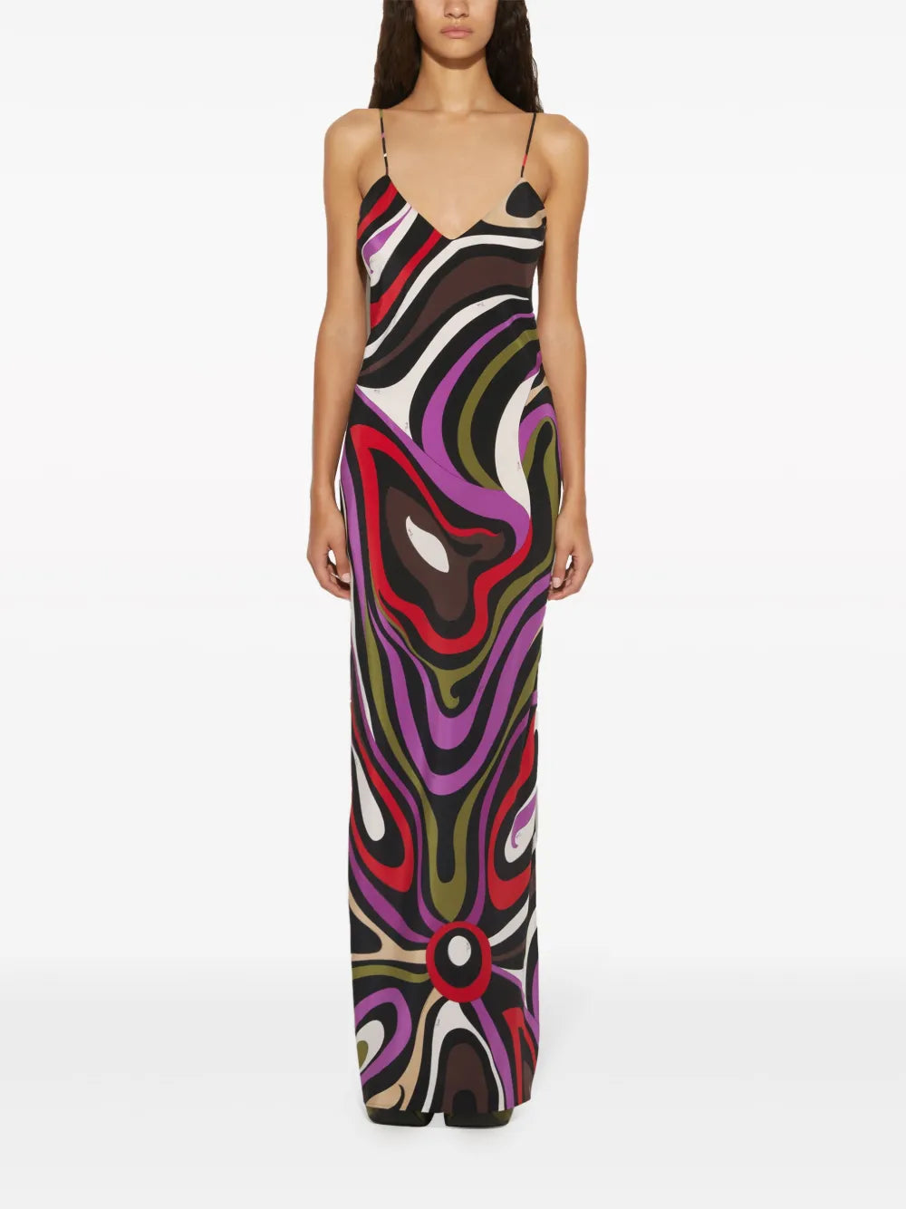 Marmo-Print Silk Maxi Dress