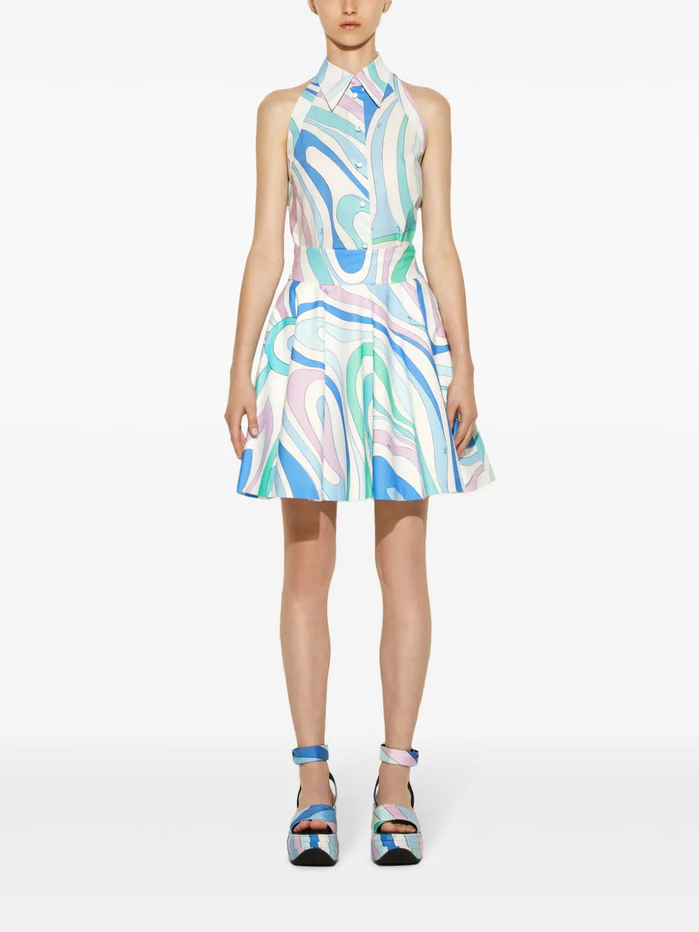 Marmo-Print A-Line Miniskirt