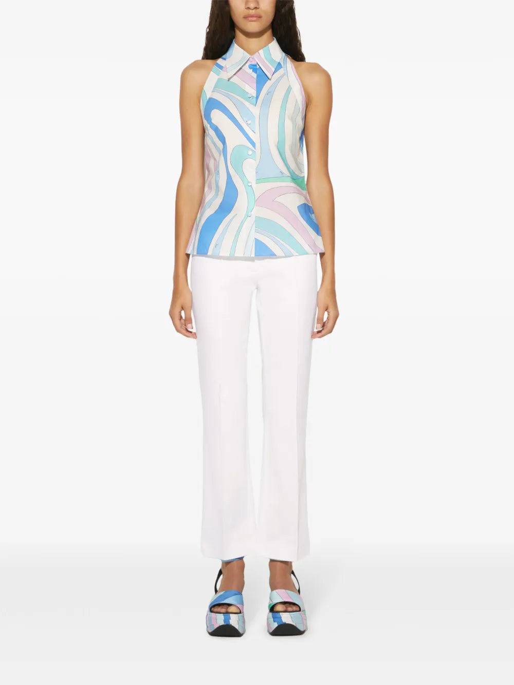 Marmo-Print Sleeveless Shirt